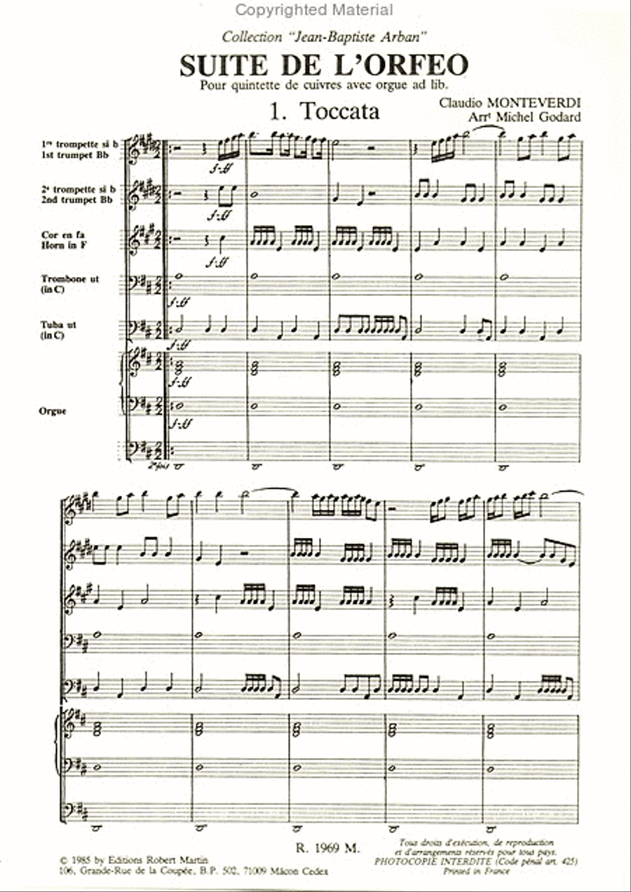 Suite de l'Orfeo, orgue ad lib School and Community scores gallery preview page 2