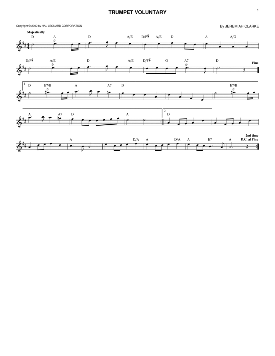 Trumpet Voluntary Trumpet Voluntary Trumpet scores gallery preview page 1