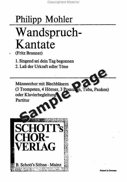 Mohler Ph Wandspruch Kantate