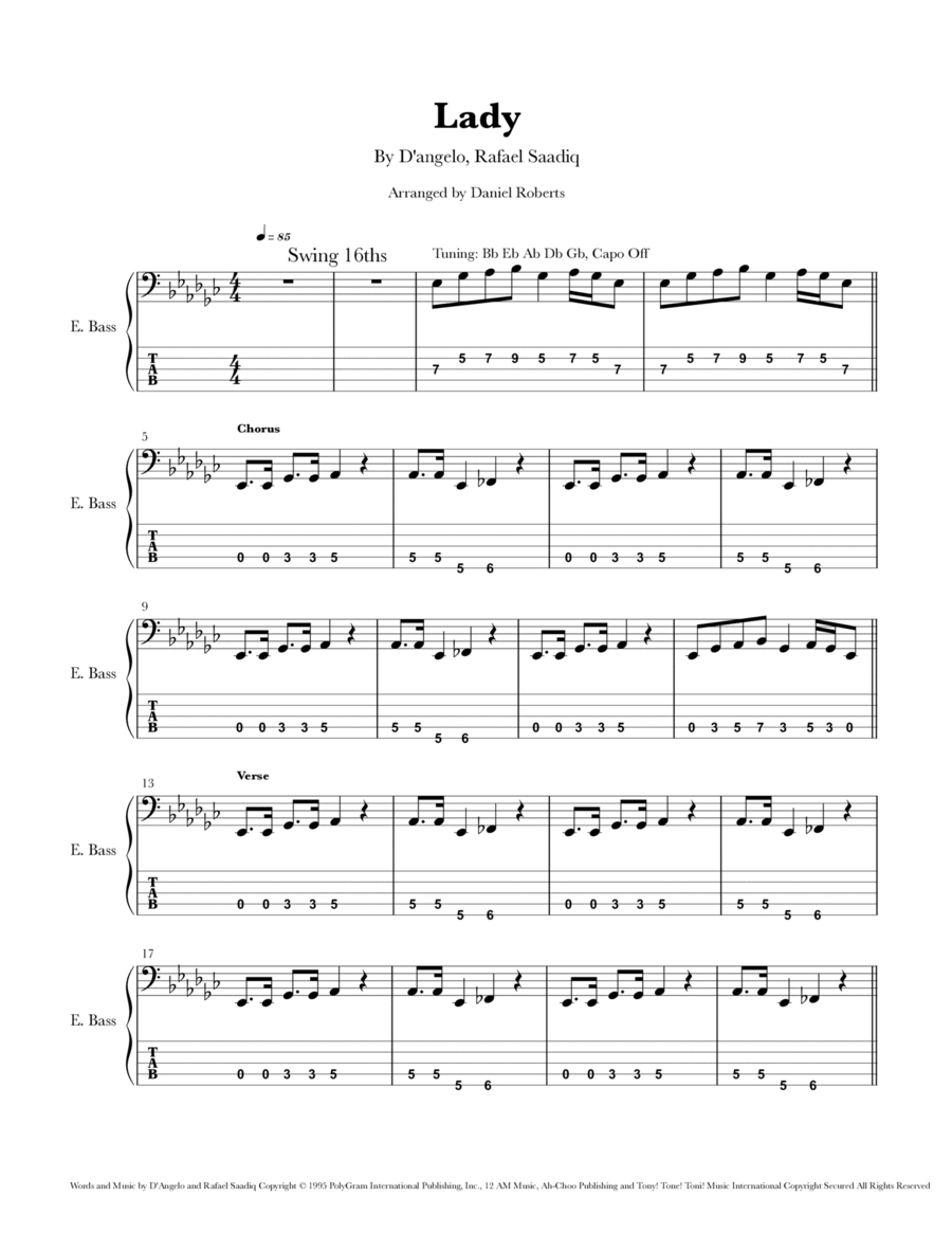 Lady Bass Guitar scores gallery preview page 1