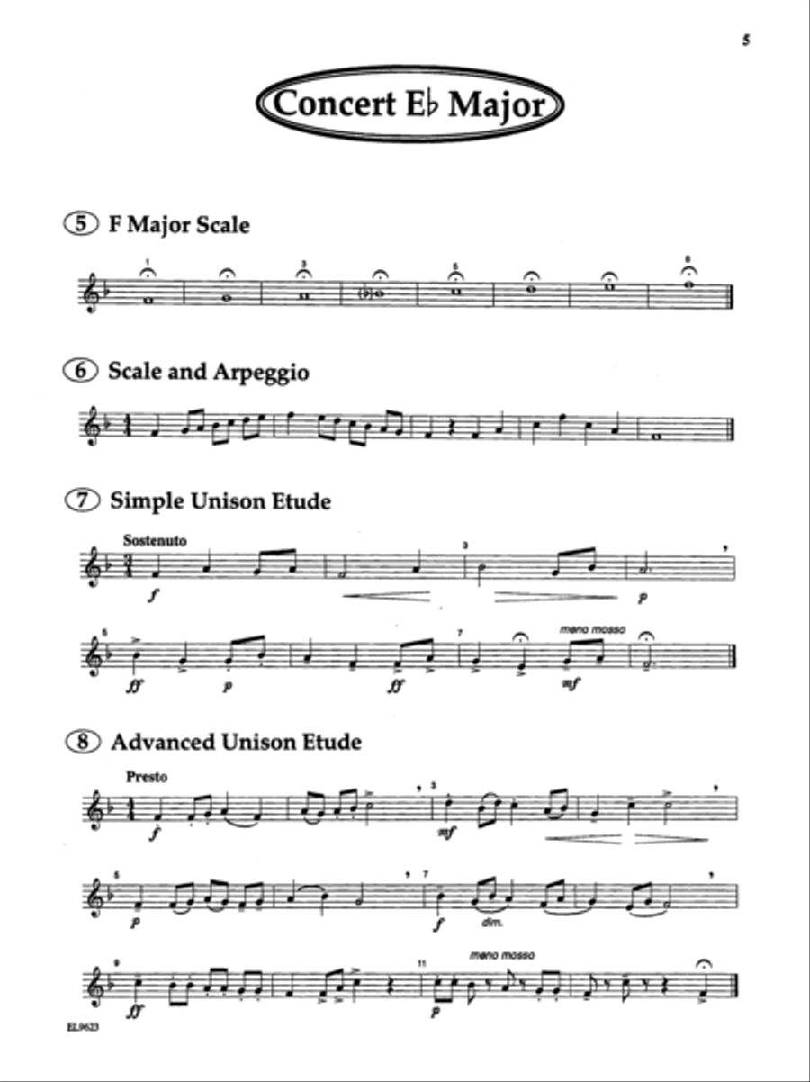 Directional Warm-Ups for Band (concert band method book - Part Book Set E: Trumpet 1, Trpt 2, Trpt 3 Concert Band scores gallery preview page 5