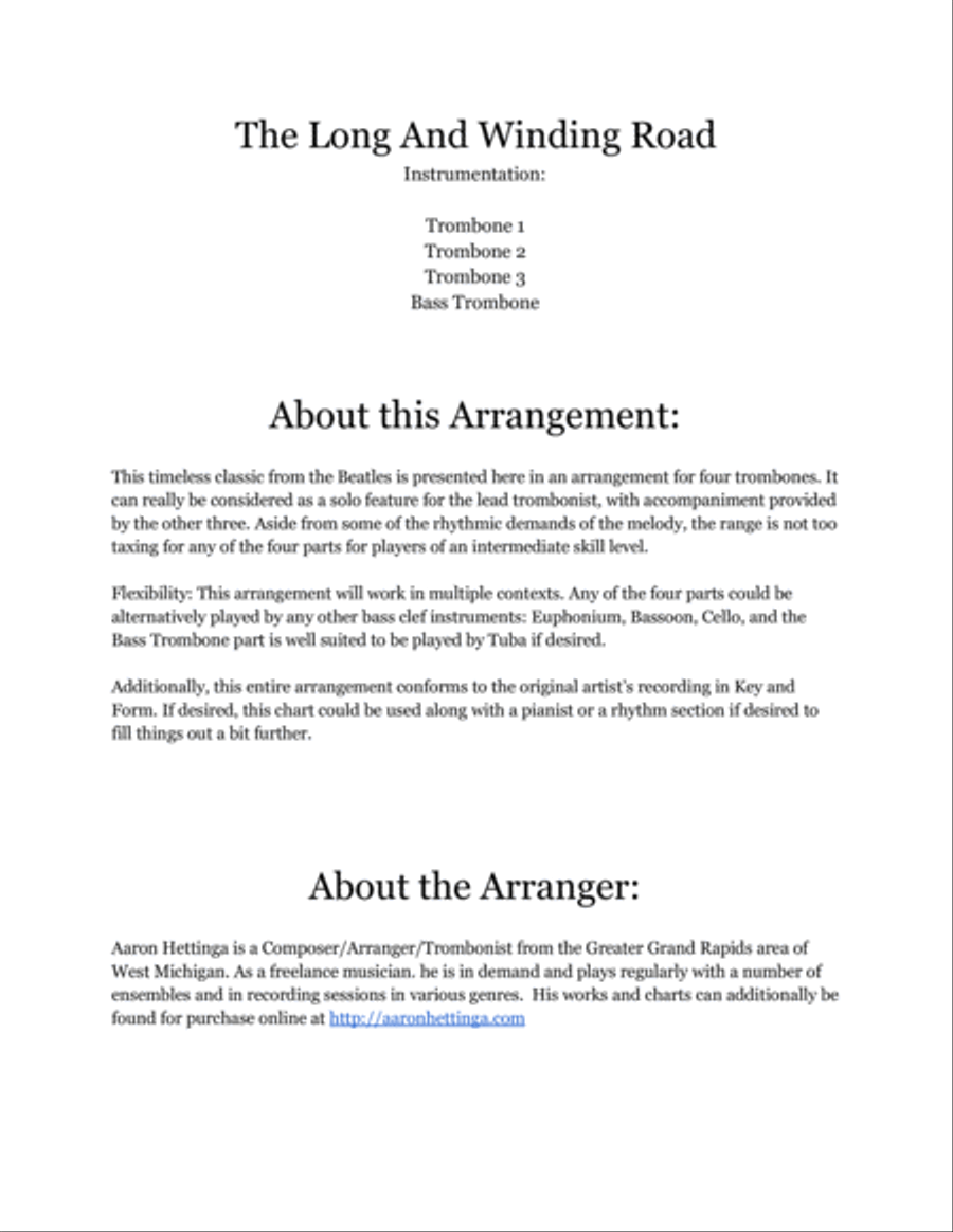 The Long And Winding Road Brass Quartet scores gallery preview page 2
