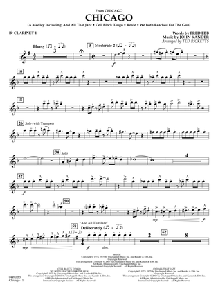 Chicago (arr. Ted Ricketts) - Bb Clarinet 1