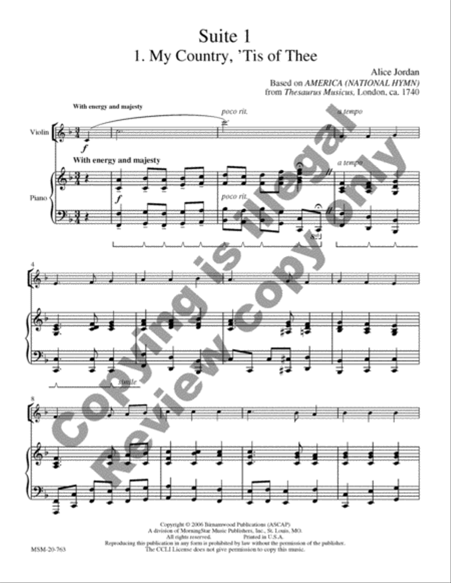 An American Suite for Violin and Piano Violin Solo scores gallery preview page 8