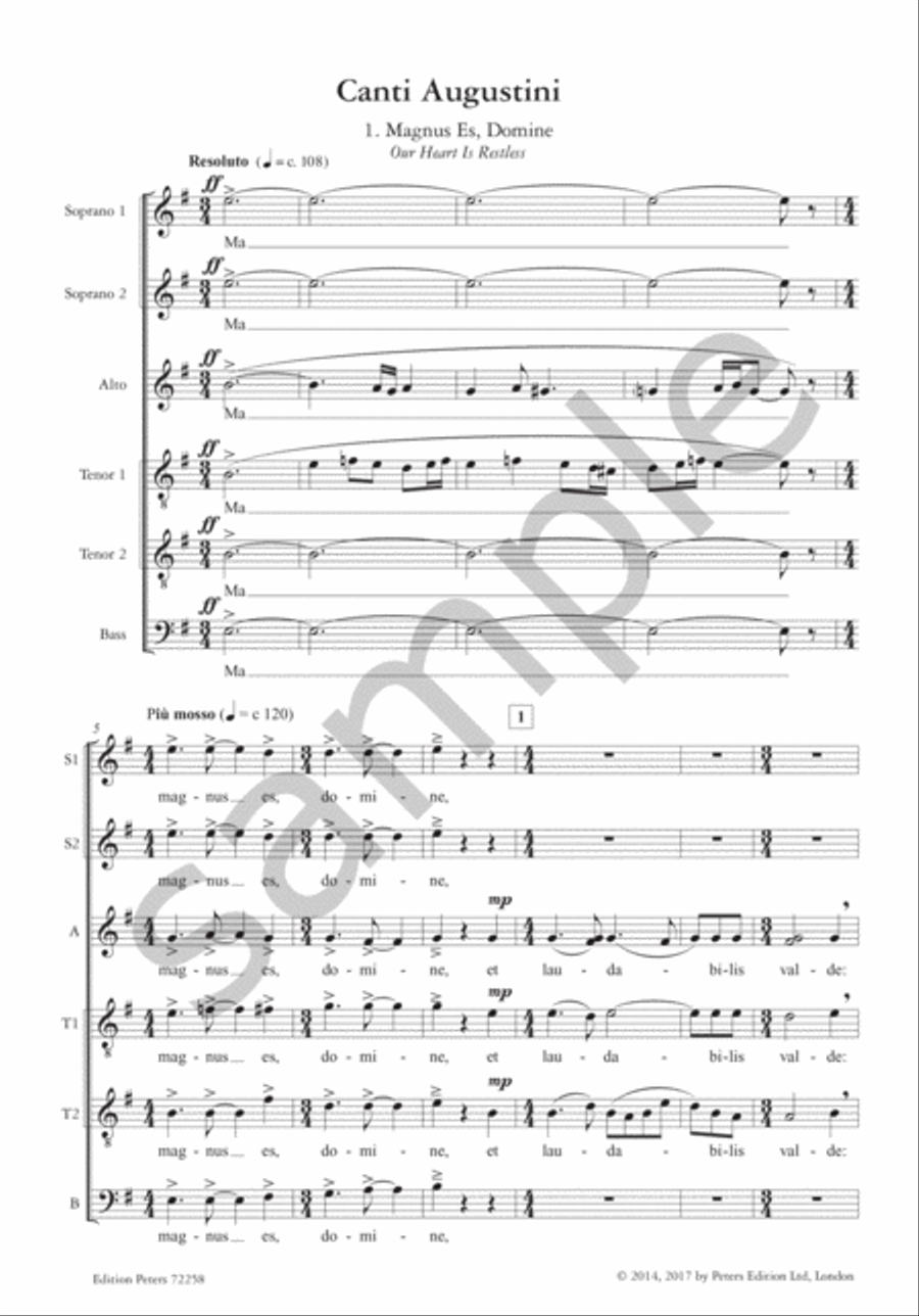 Canti Augustini (Saint Augustine Songs) for SSAATTBB Choir SSAATTBB scores gallery preview page 6