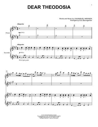 Dear Theodosia (from Hamilton) (arr. Eric Baumgartner)