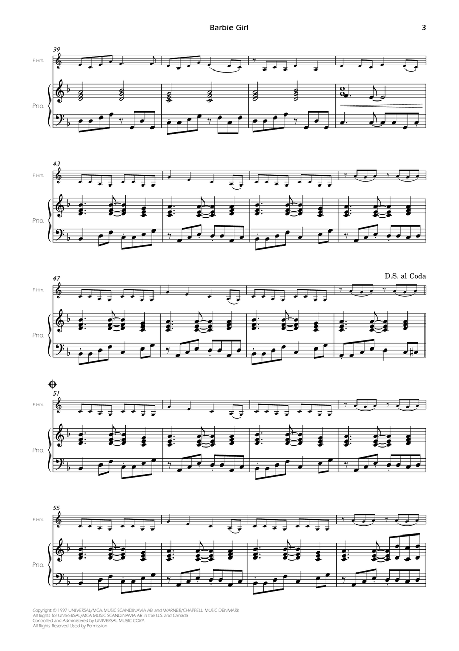 Barbie Girl Piano scores gallery preview page 5