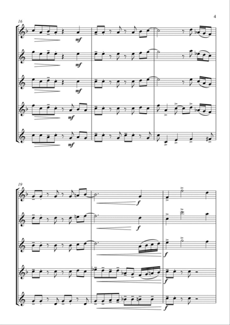 Joy to the (Rockin') World - Rock Carol for Saxophone Quartet Saxophone Quartet scores gallery preview page 5