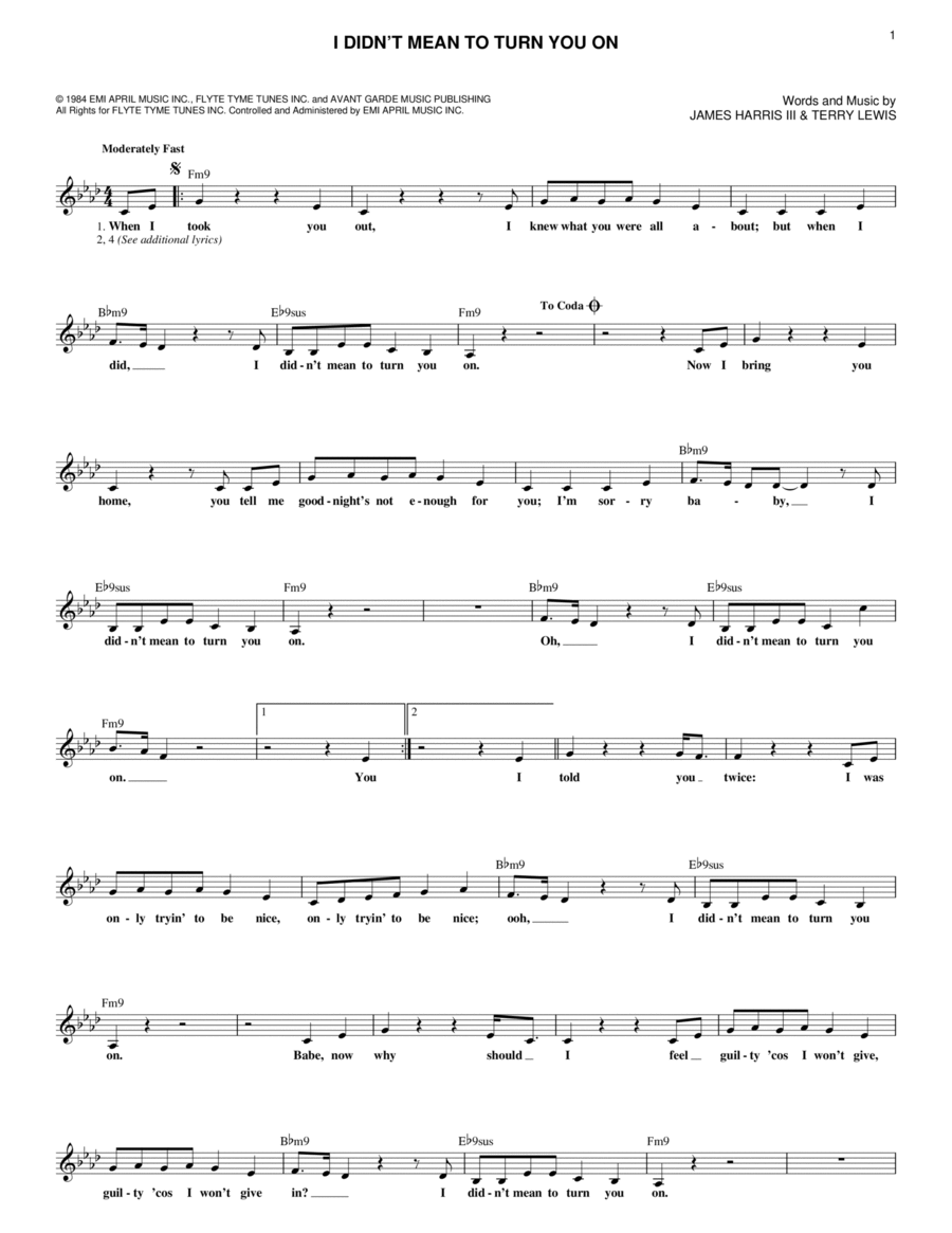 I Didn't Mean To Turn You On Piano scores gallery preview page 1