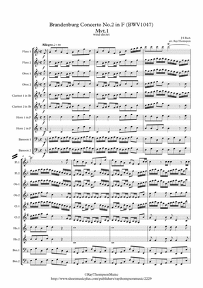Book cover for Bach: Brandenburg Concerto No.2 in F (BWV 1047) Mvt.1 - wind dectet