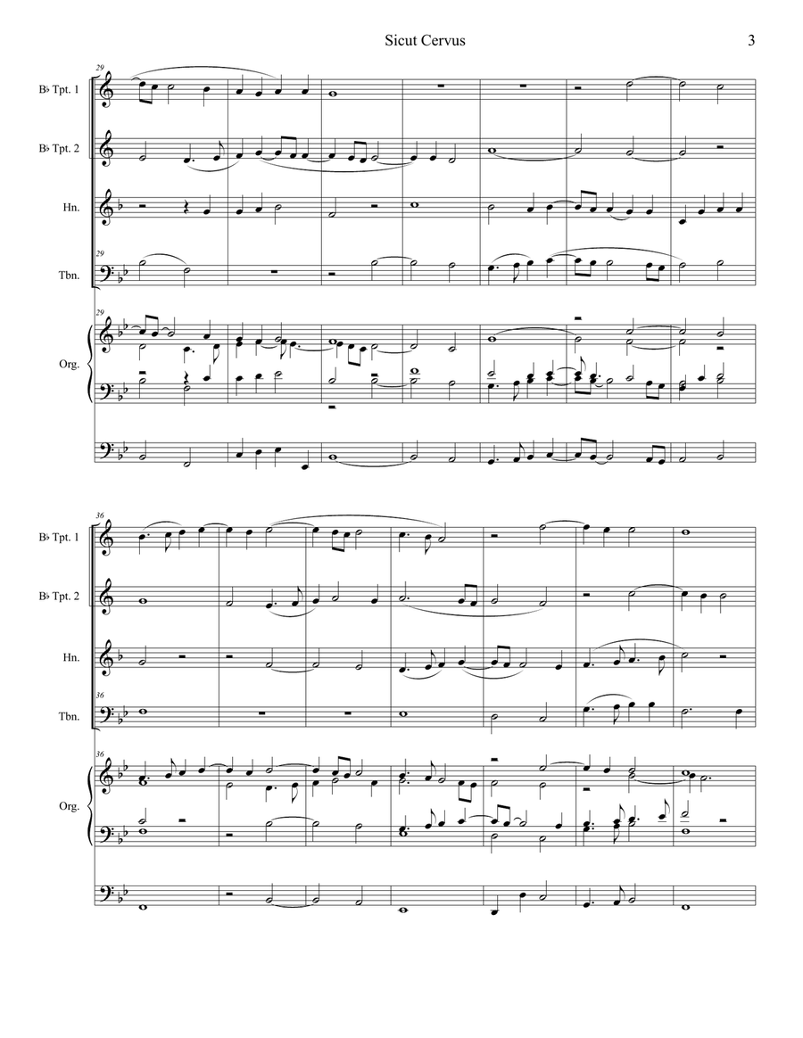 Sicut Cervus (Brass Quartet and Organ) Brass Quartet scores gallery preview page 3
