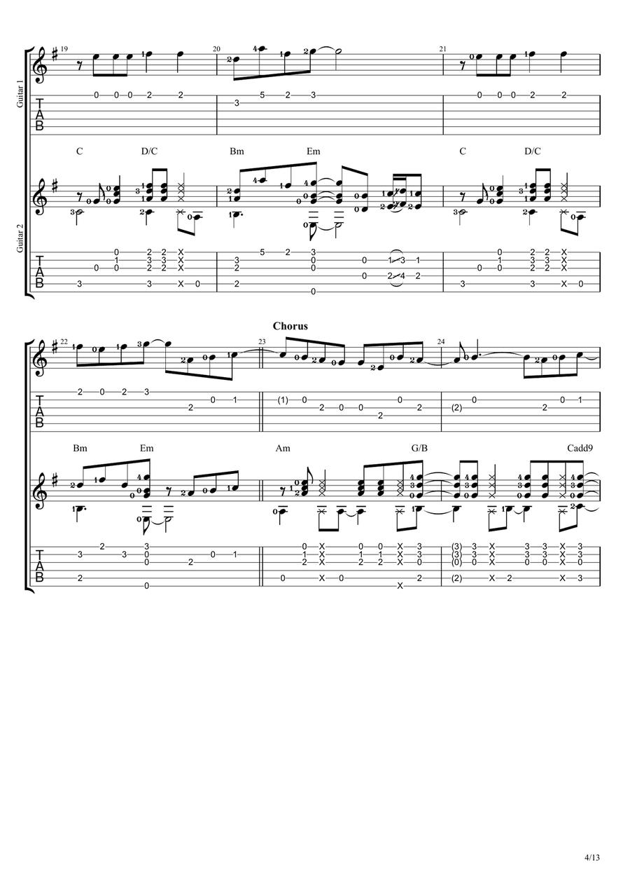 Karena Kutahu Engkau Begitu (kkeb) Guitar Tablature scores gallery preview page 4