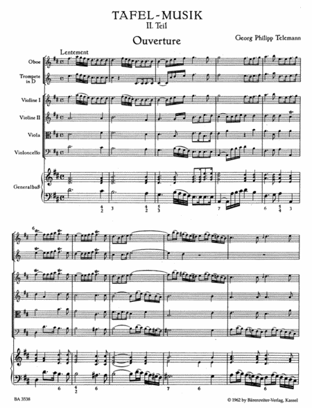 Ouverture und Conclusion aus "Tafelmusik II" D major TWV 55:D1