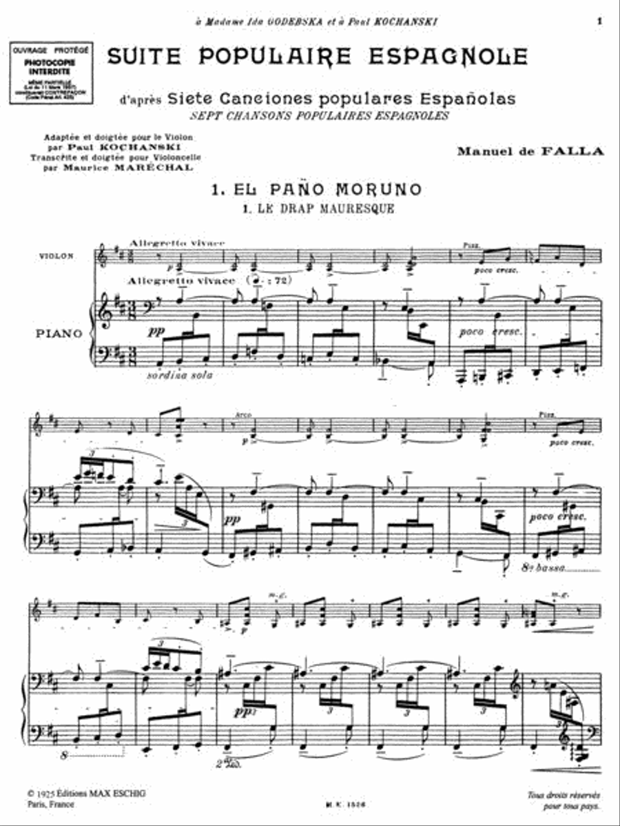 Suite Populaires Espagnole Piano Accompaniment scores gallery preview page 3