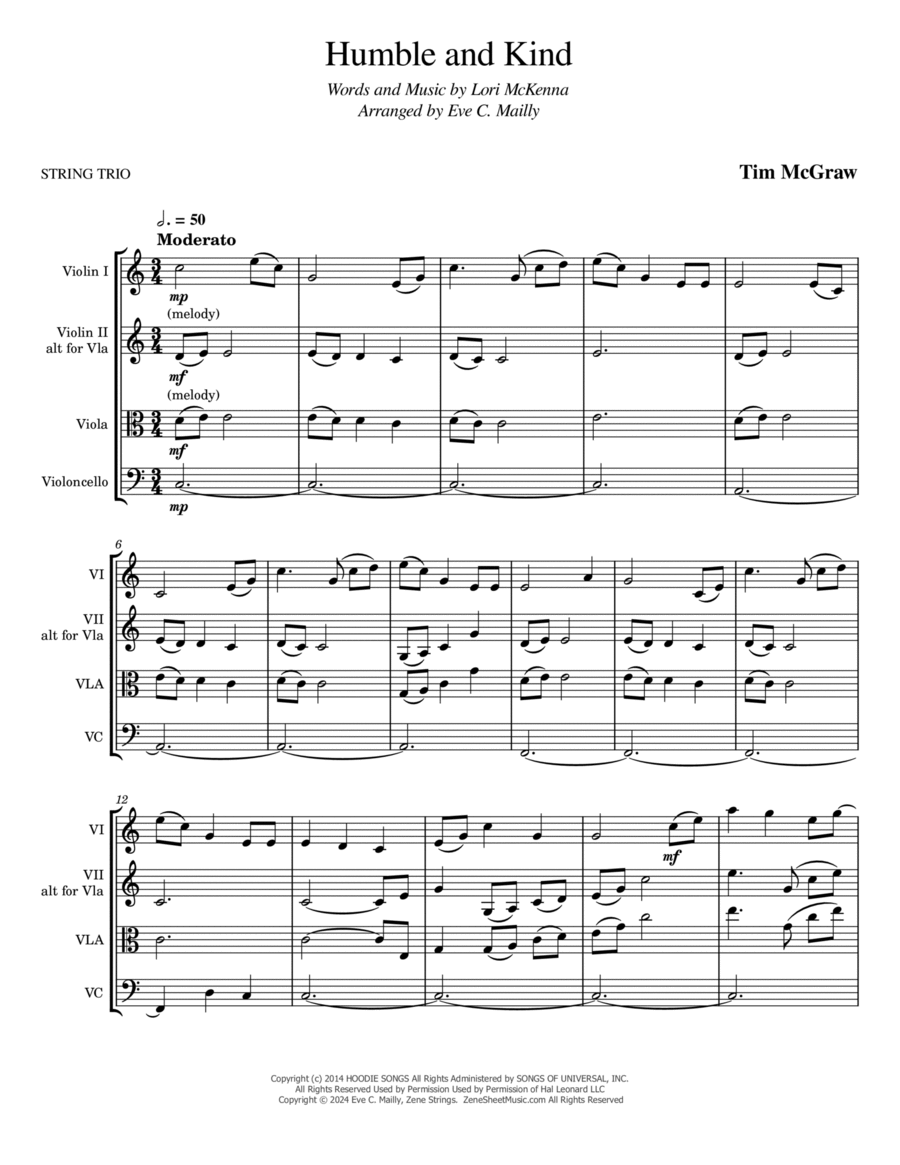 Humble And Kind String Trio scores gallery preview page 1