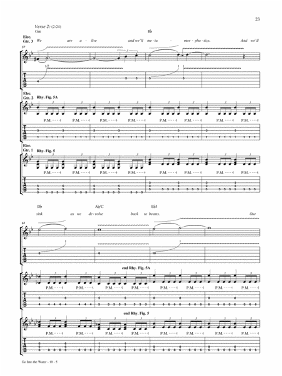 Go Into the Water Guitar Tablature scores gallery preview page 5