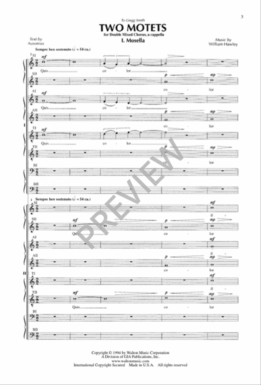 Two Motets (1. Mosella, 2. Te Vigilans Oculis) 4-Part scores gallery preview page 4