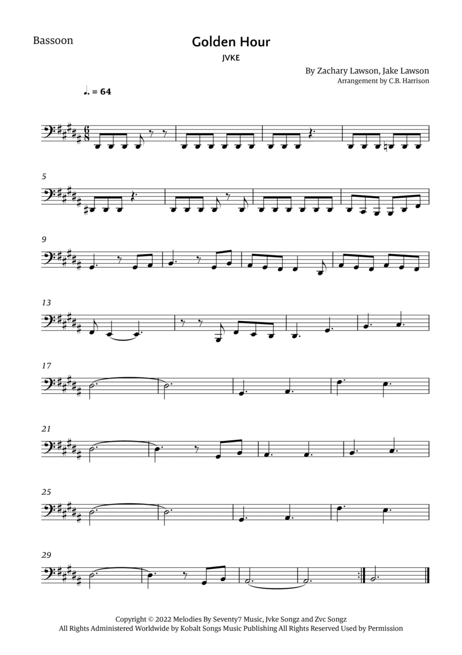 Golden Hour Bassoon Solo scores gallery preview page 1