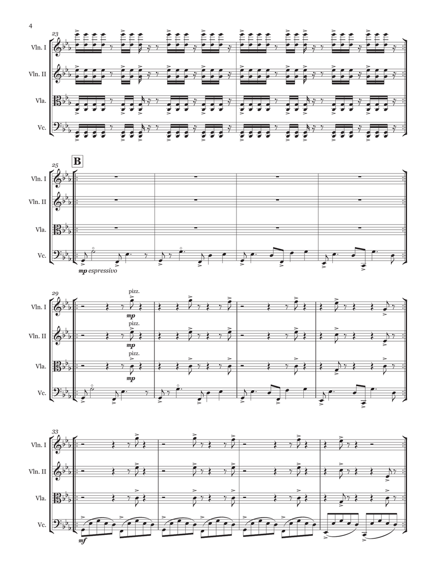 Aheym (String quartet score and parts) Cello scores gallery preview page 4