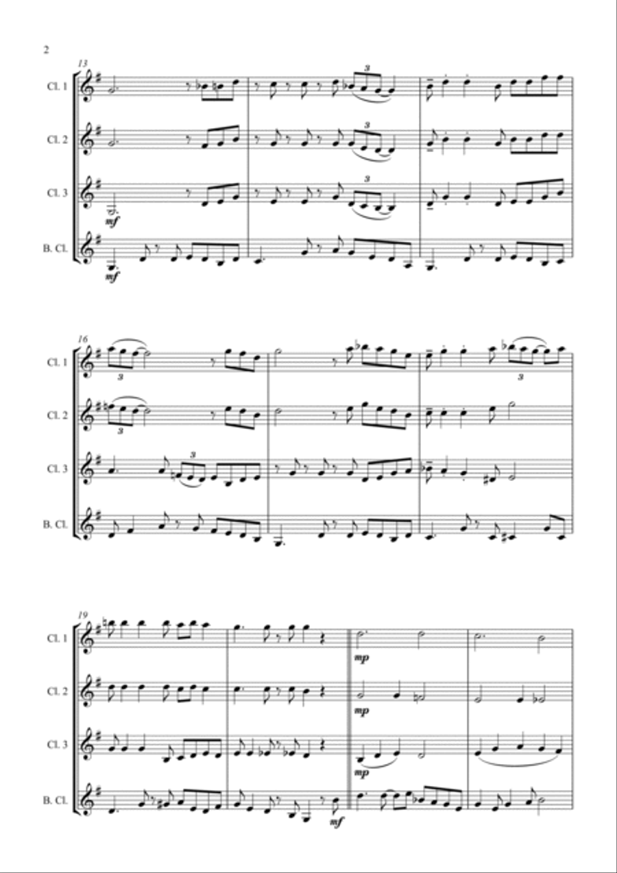 Swing Low, Sweet Chariot - a Jazz Arrangement - For Clarinet Quartet Clarinet Quartet scores gallery preview page 2