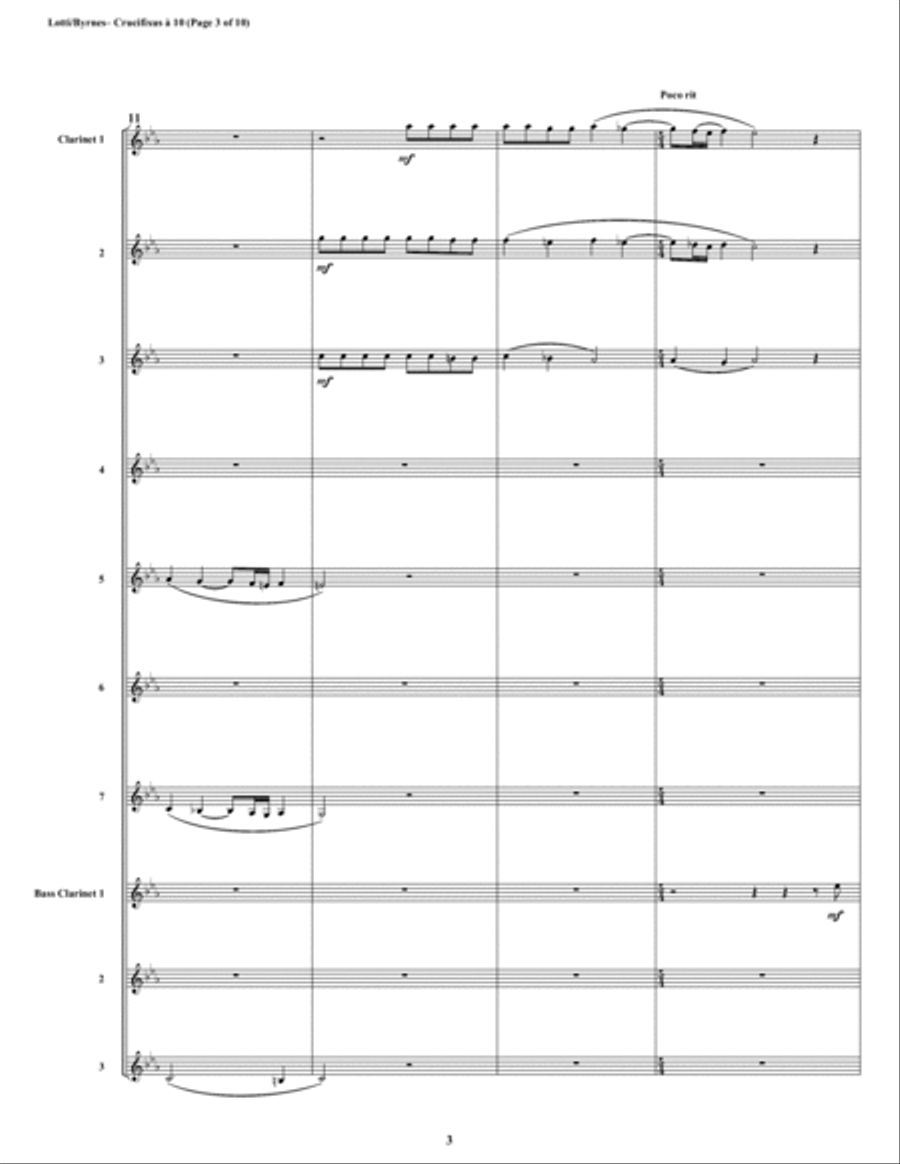 Crucifixus a 10 by Antonio Lotti (Clarinet Choir) Clarinet Choir scores gallery preview page 3
