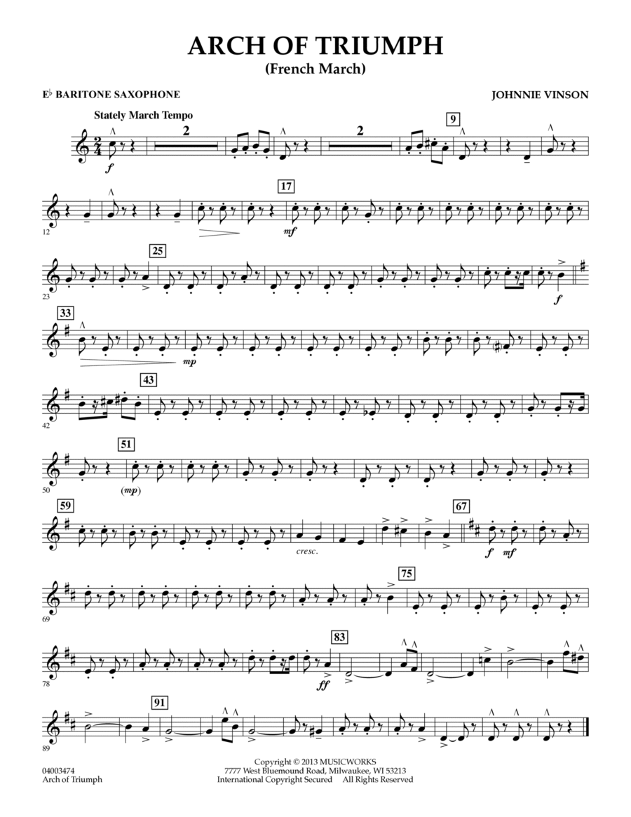 Arch of Triumph (French March) - Eb Baritone Saxophone Concert Band scores gallery preview page 1