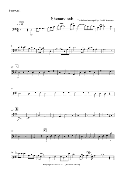 Shenandoah for Bassoon Quartet image number null