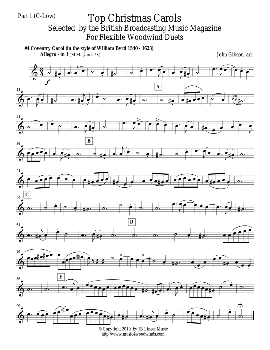 Coventry Carol for Woodwind Duet Woodwind Duet scores gallery preview page 3