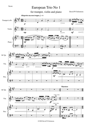 Book cover for European Trio No.1 for trumpet, violin and piano