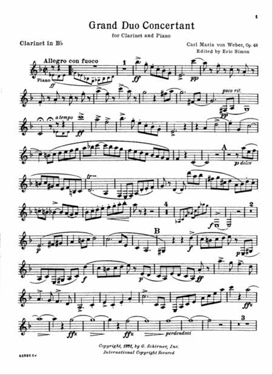 Masterworks for Clarinet and Piano Clarinet Solo scores gallery preview page 3