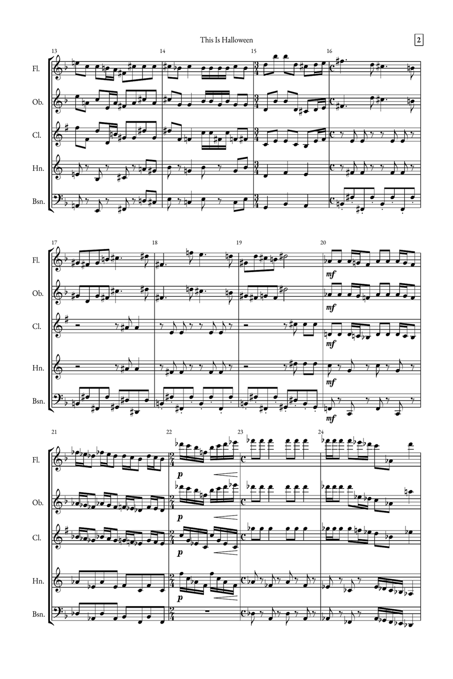 This Is Halloween Woodwind Quintet scores gallery preview page 2