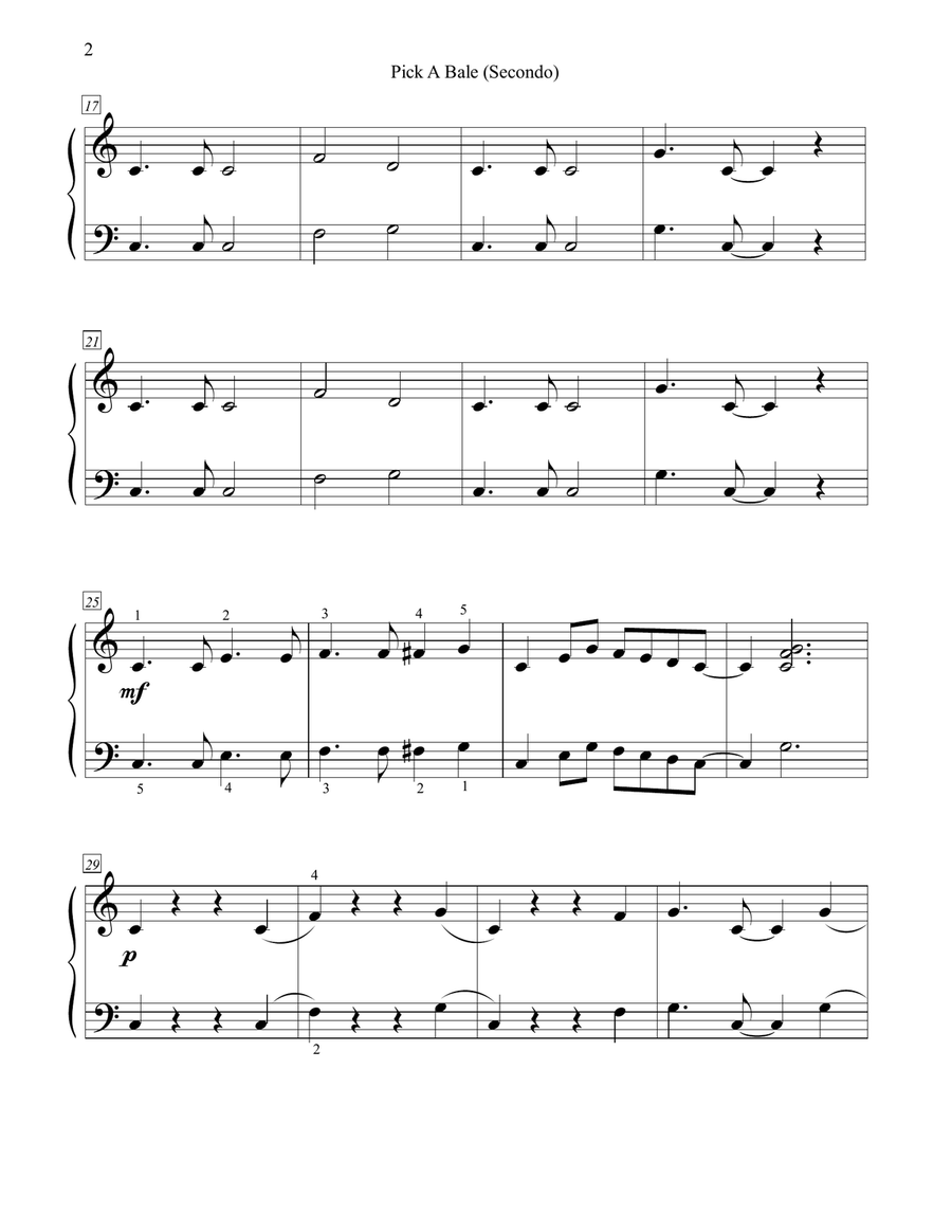 Pick A Bale of Cotton (1P/4H) 1 Piano, 4-Hands scores gallery preview page 3