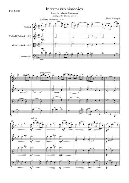 INTERMEZZO SINFONICO from 'Cavalleria Rusticana', Pietro Mascagni, String Trio, Intermediate Level f image number null