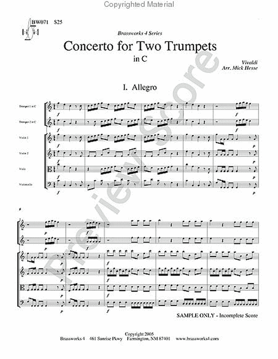 Concerto for Two Trumpets (C)