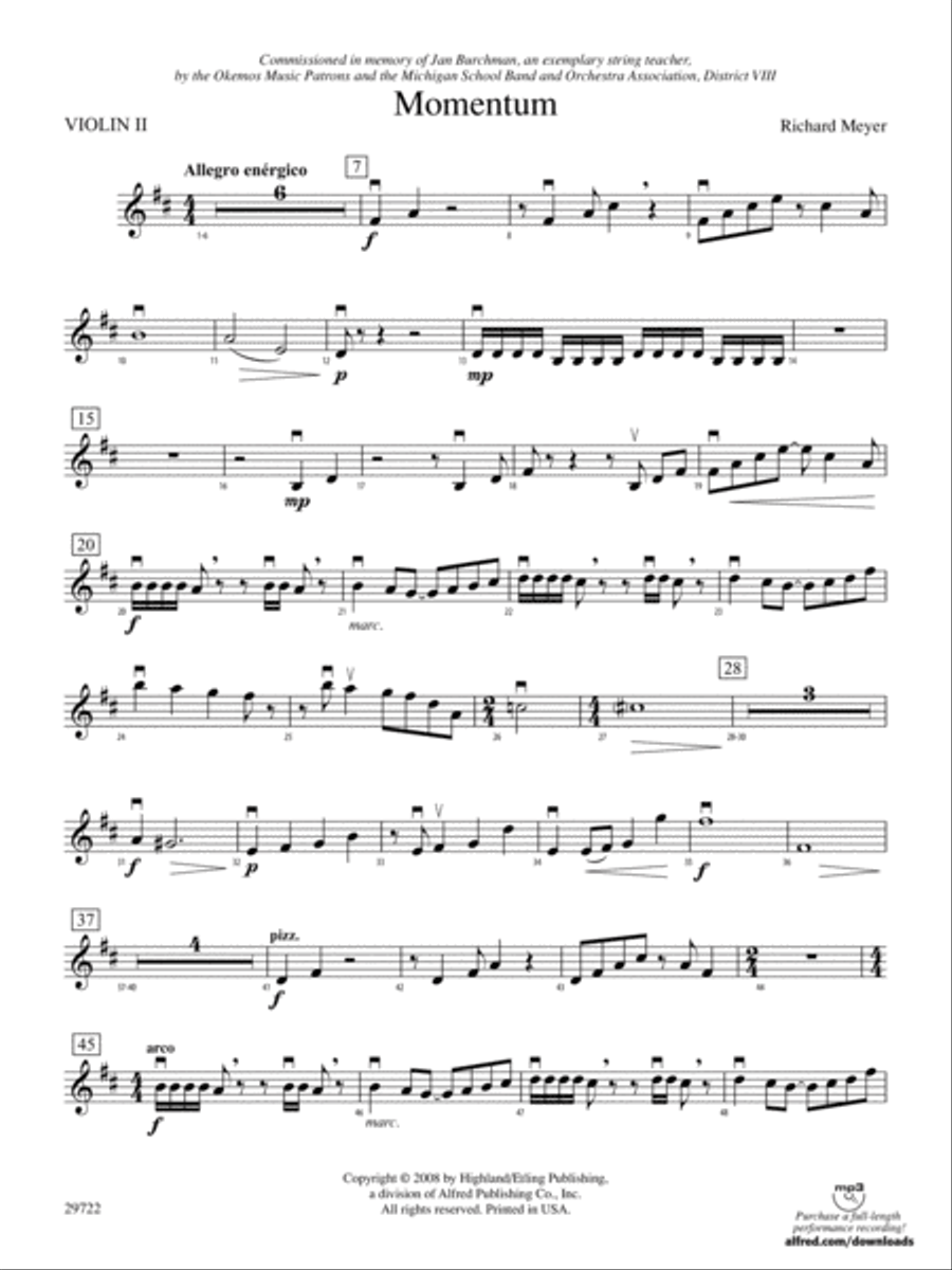 Momentum: 2nd Violin Momentum: 2nd Violin String Orchestra scores gallery preview page 1