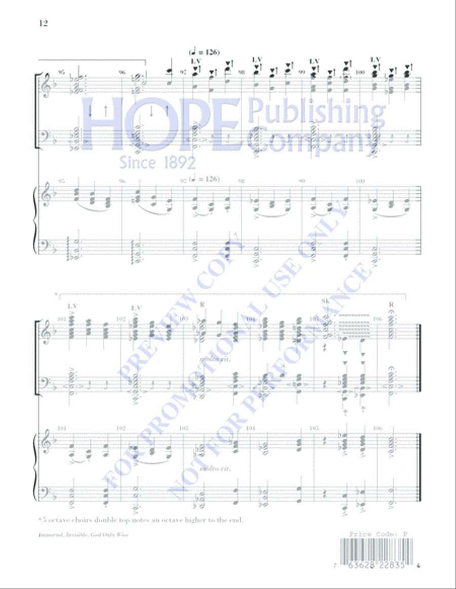 IMMORTAL INVIS-SHER-Director and Piano Score Handbell Choir scores gallery preview page 12