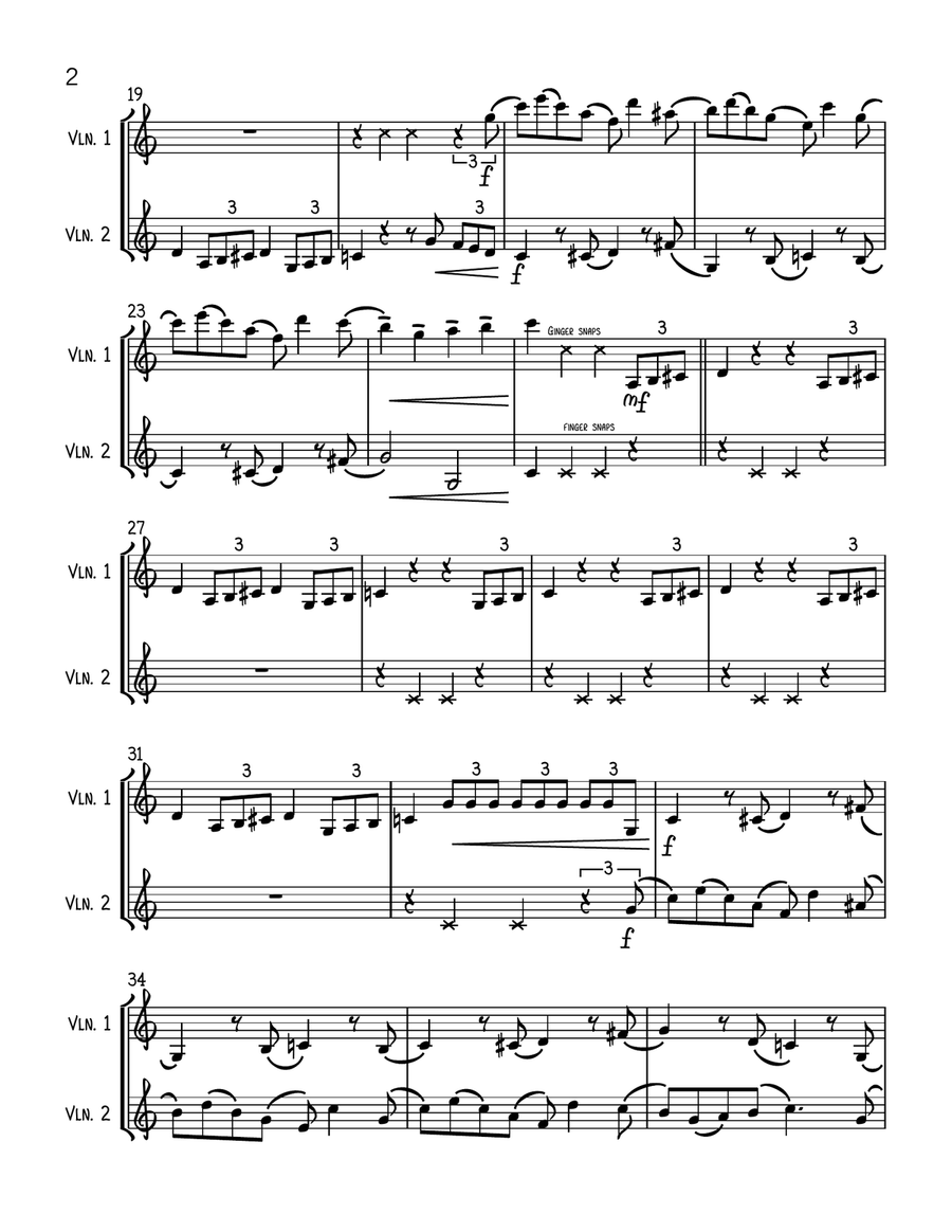 Addams Family Theme String Duet scores gallery preview page 2