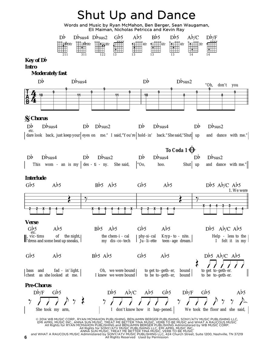 Shut Up And Dance Shut Up And Dance Electric Guitar scores gallery preview page 1