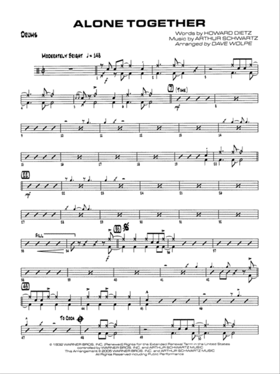 Alone Together: Drums Alone Together: Drums Jazz Ensemble scores gallery preview page 1