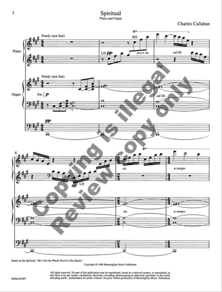 Spiritual He's Got the Whole World in His Hands Harp scores gallery preview page 7