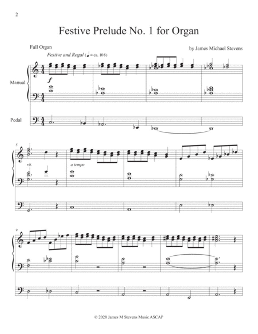 Festive Prelude No. 1 for Organ Festive Prelude No. 1 for Organ Organ Solo scores gallery preview page 2