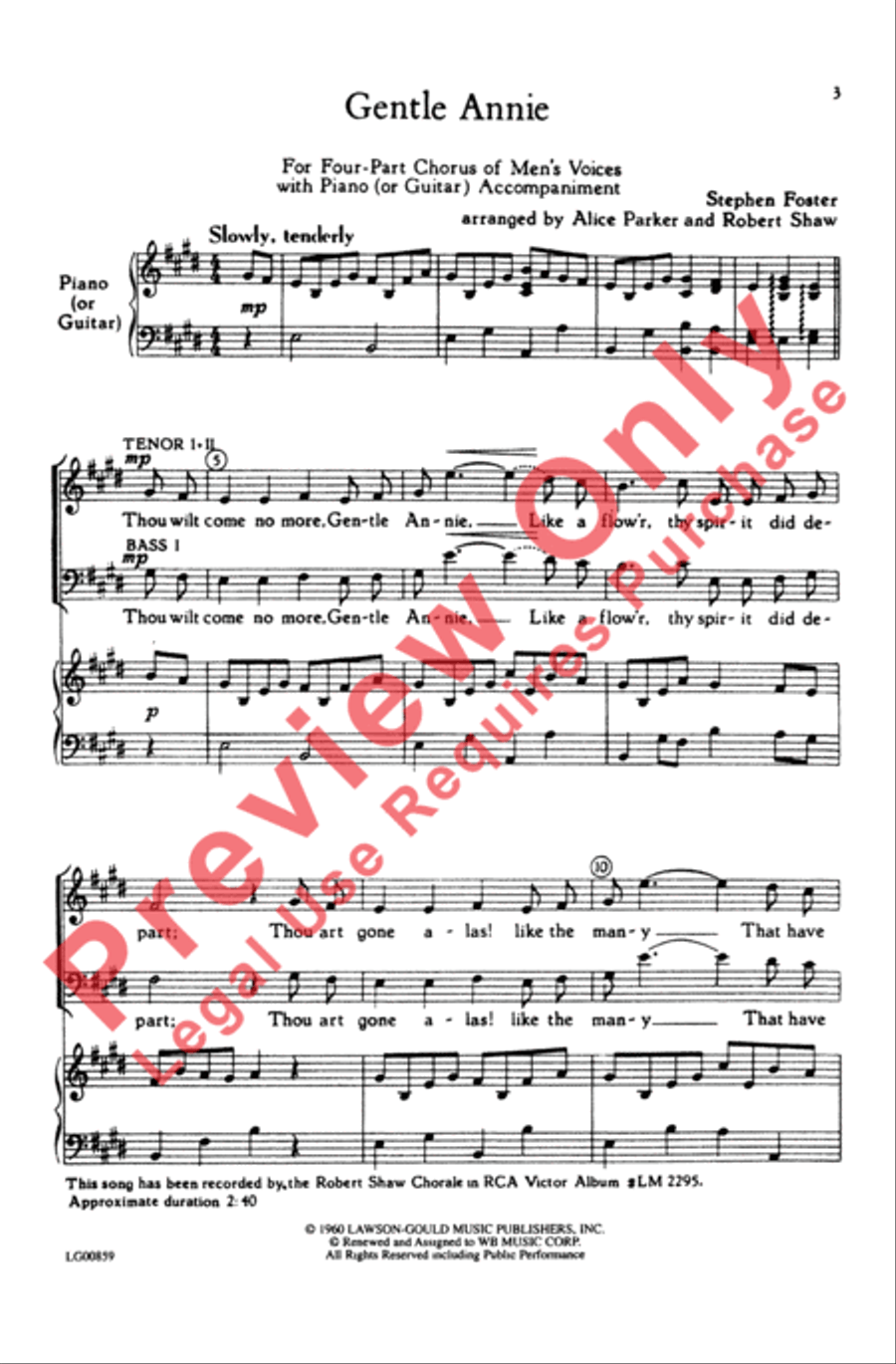 Gentle Annie Men's Choir scores gallery preview page 2