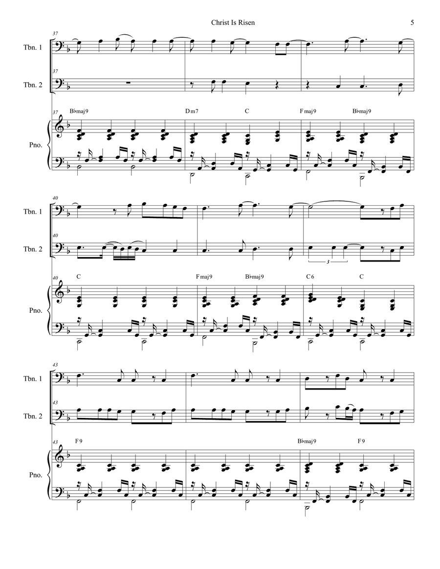 Christ Is Risen Trombone Duet scores gallery preview page 5