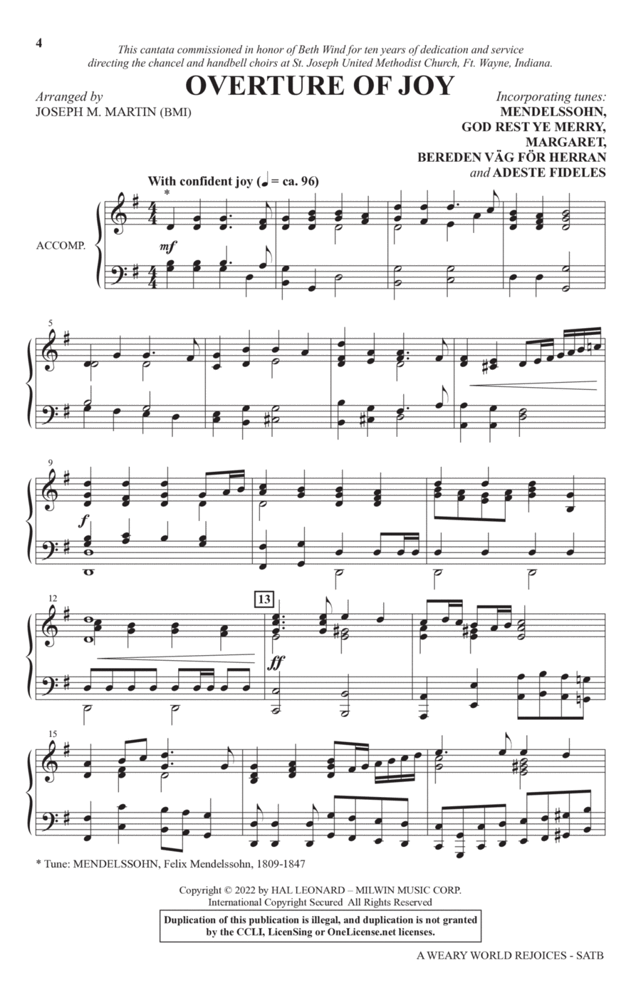 A Weary World Rejoices (A Chamber Cantata For Christmas) 4-Part scores gallery preview page 1