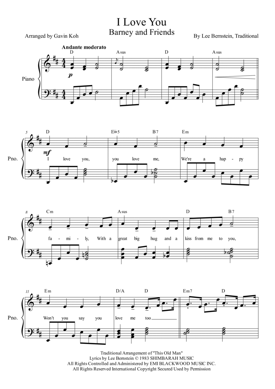 I Love You I Love You Voice scores gallery preview page 1