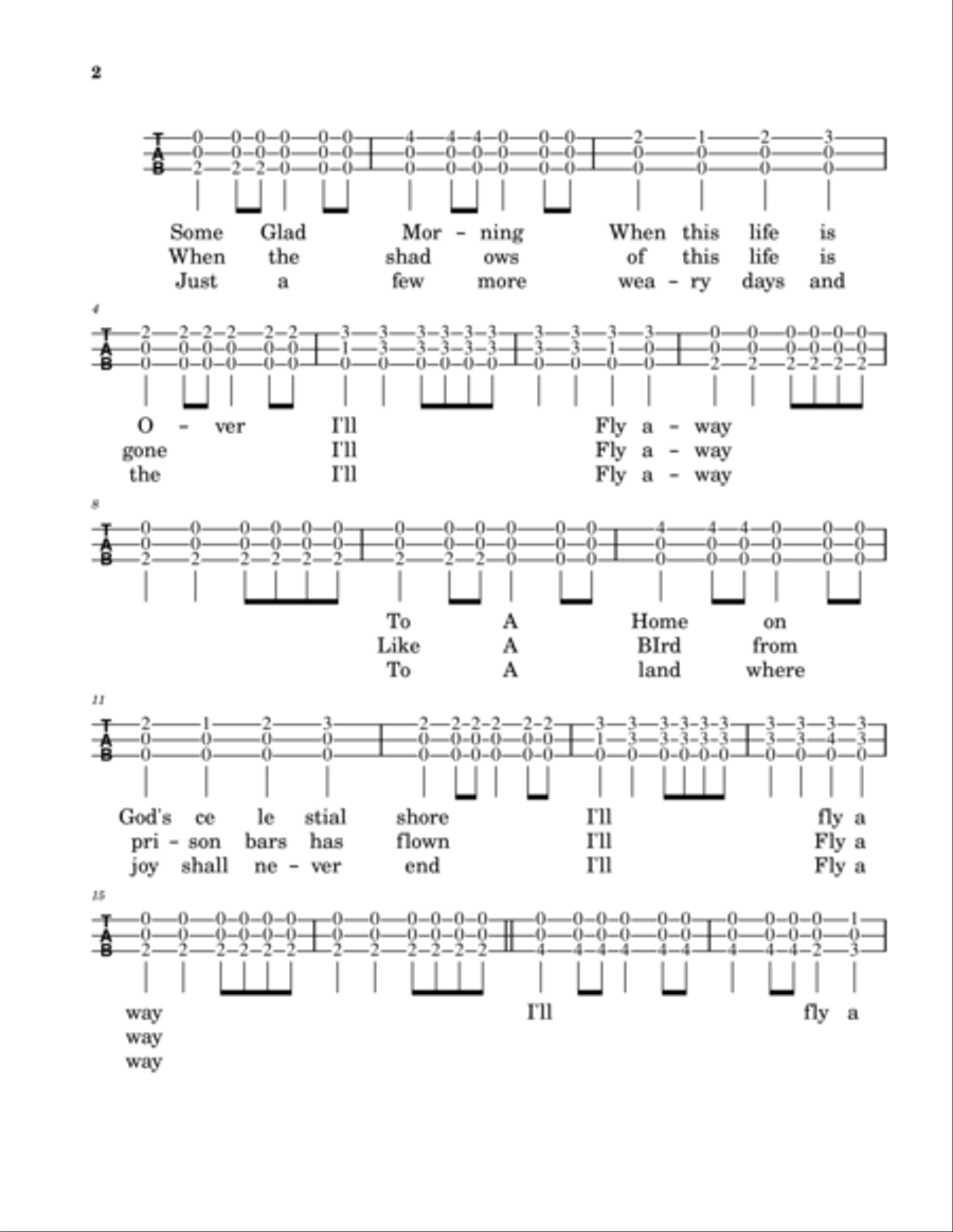 I'll Fly Away really easy mountain dulcimer tab Small Ensemble scores gallery preview page 2