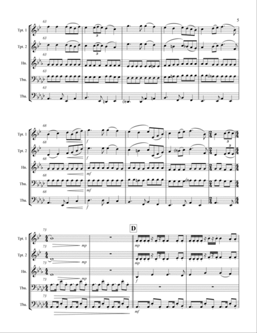 Hark The Herald Angels Sing (for Brass Quintet) Brass Quintet scores gallery preview page 6