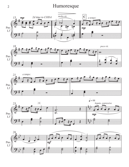 Humoresque (Dvorak) - (3 for 1 PIANO Standalone Arr's) image number null