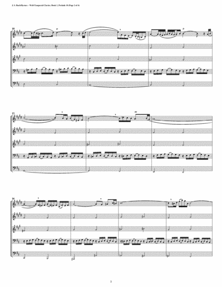 Prelude 10 from Well-Tempered Clavier, Book 1 (Conical Brass Quintet) image number null