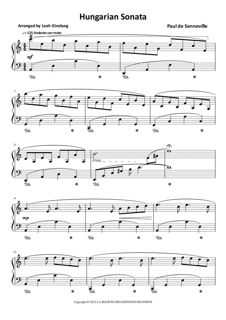 Hungarian Sonata Piano Solo scores gallery preview page 1